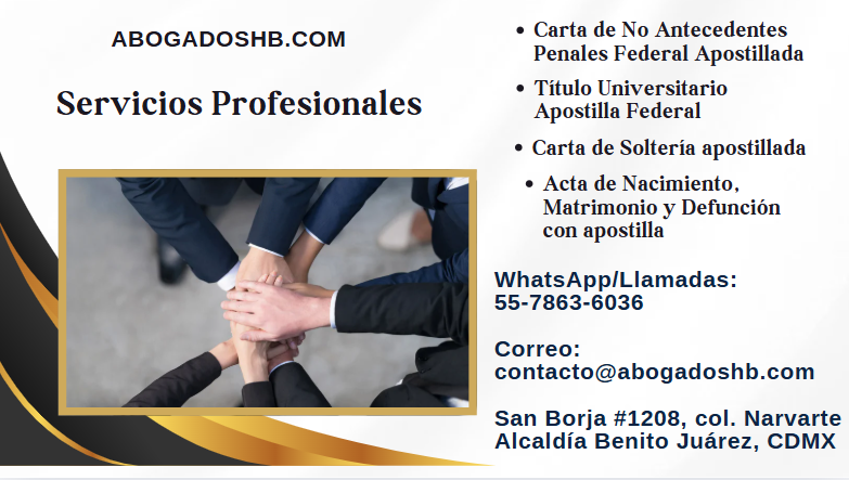 Carta de No Antecedentes Penales Federal con apostilla